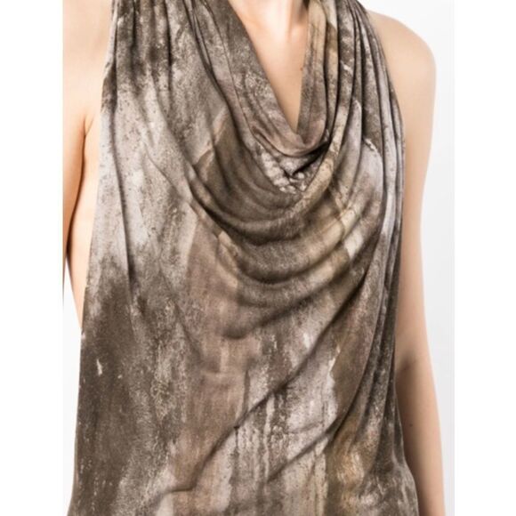 Helmut Lang Abstract Print Modal Cowl Neck Racerback Tank Top Size S - Picture 5 of 9